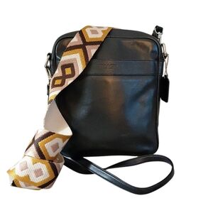 Coach Black Leather Crossbody Messenger Bag